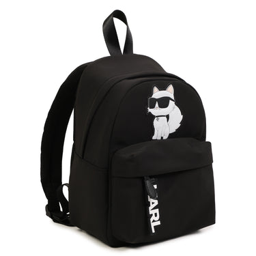 KARL LAGERFELD Backpack para niño negra aplicación choupette